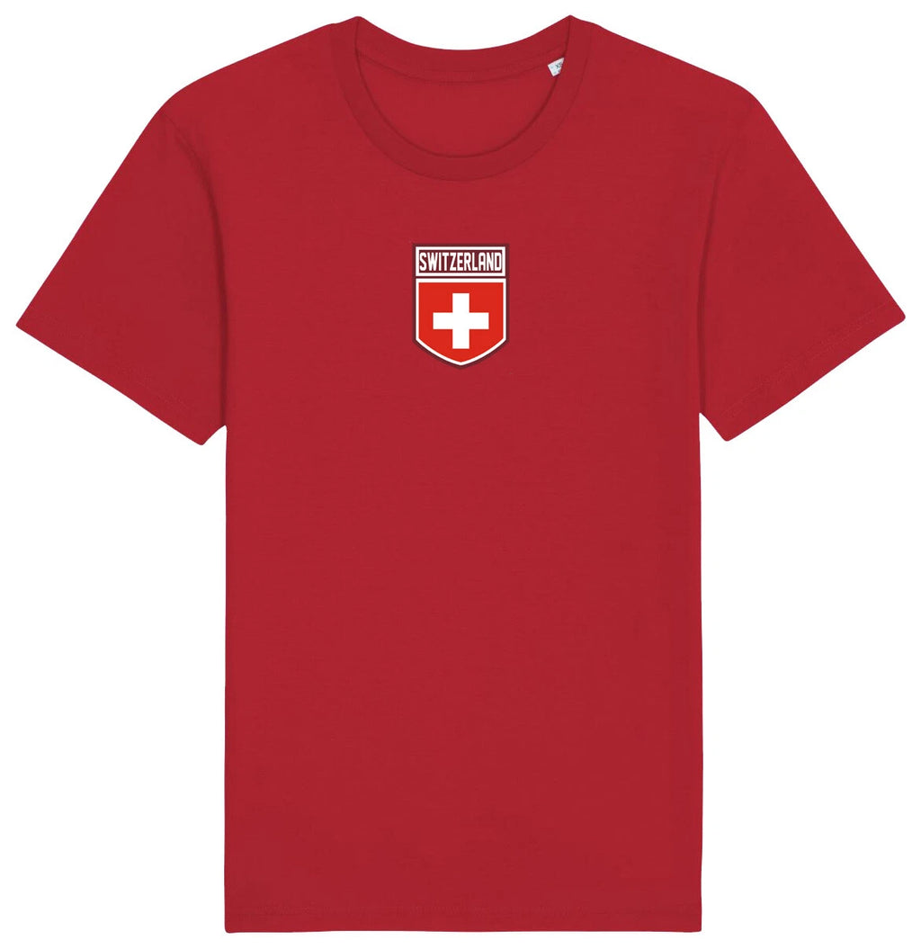 Switzerland Flag Badge T-Shirt 2026, Adults Kids Baby, Football Euro Shipping