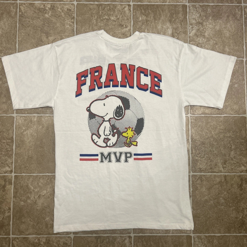 Adult France  Soccer Peanuts Graphic 2026 T-Shirt MVP Size Large White