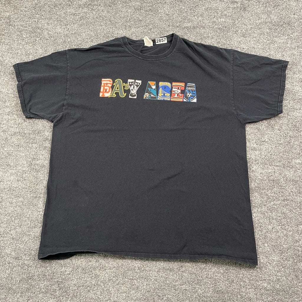 Vintage Bay-Area Giants A's Raiders Warriors 49er Sports Shirt XL 24x28 Black