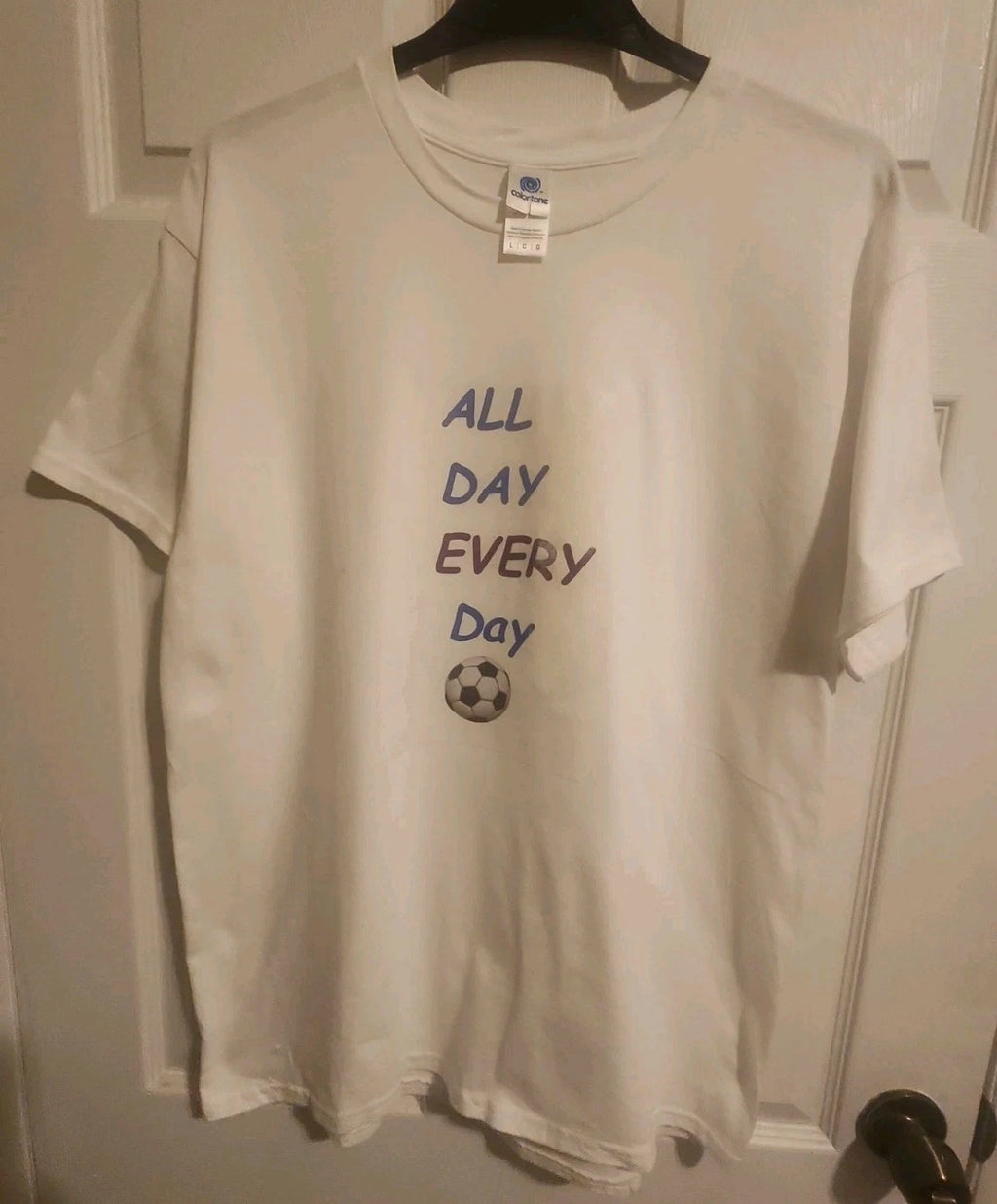 T-Shirt White, All Day Every Day Soccer Ball Print  Nice One
