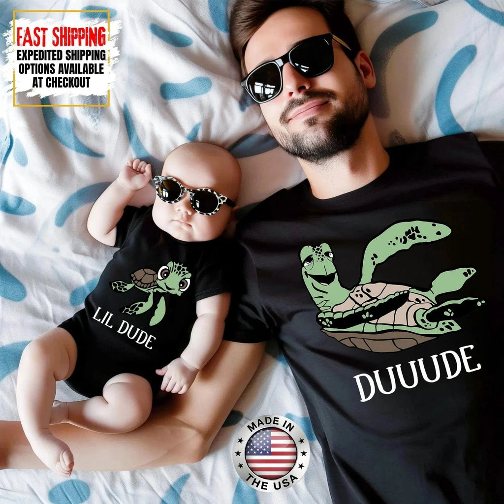 Dad and Son Matching Turtle Shirt Set, First Father's Day Gifts, Dad Baby Shirt