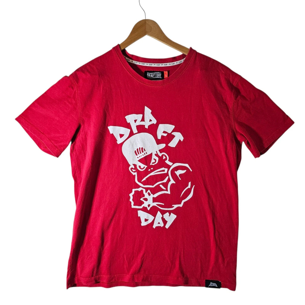 Vtg Draft Day x Bad Boy Club Tough Guy Red Shirt Size L 90s Y2k Muscle Tee