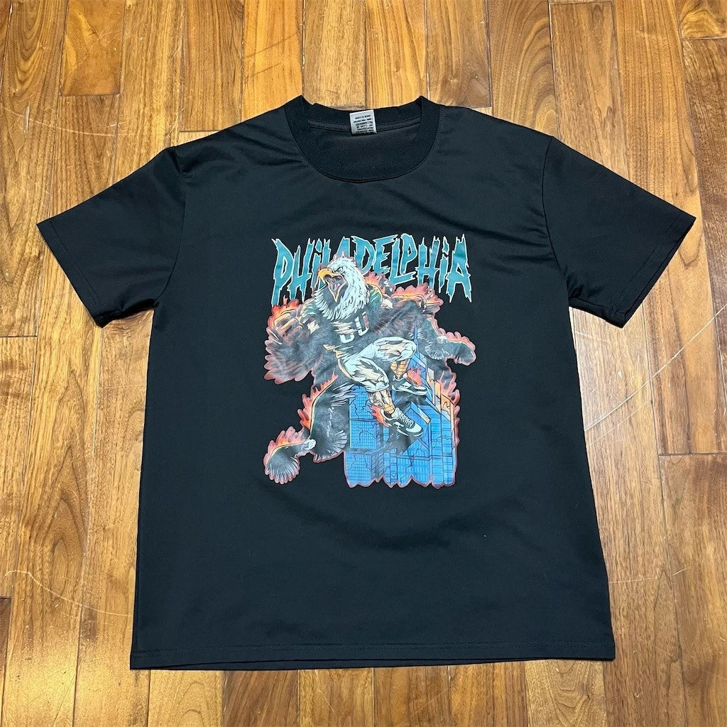 Philadelphia Graphic T-Shirt Mens M Black Eagle Mascot Crew