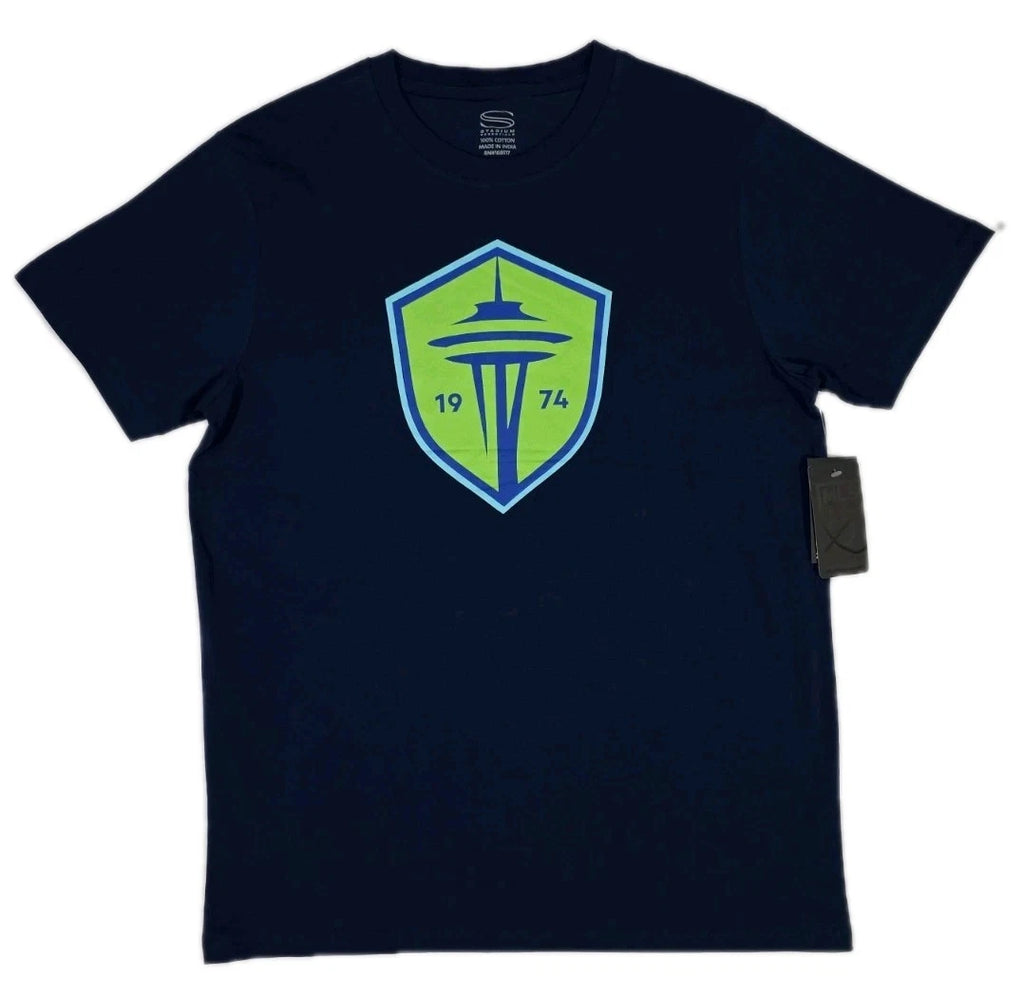 Stadium Essentials SEATTLE SOUNDERS 1974 Soccer MLS Men Navy Blue T-Shirt L NWT