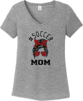 Mom Bun Soccer Mom Red Plaid Headband Womens Tri Blend V-neck T-Shirt