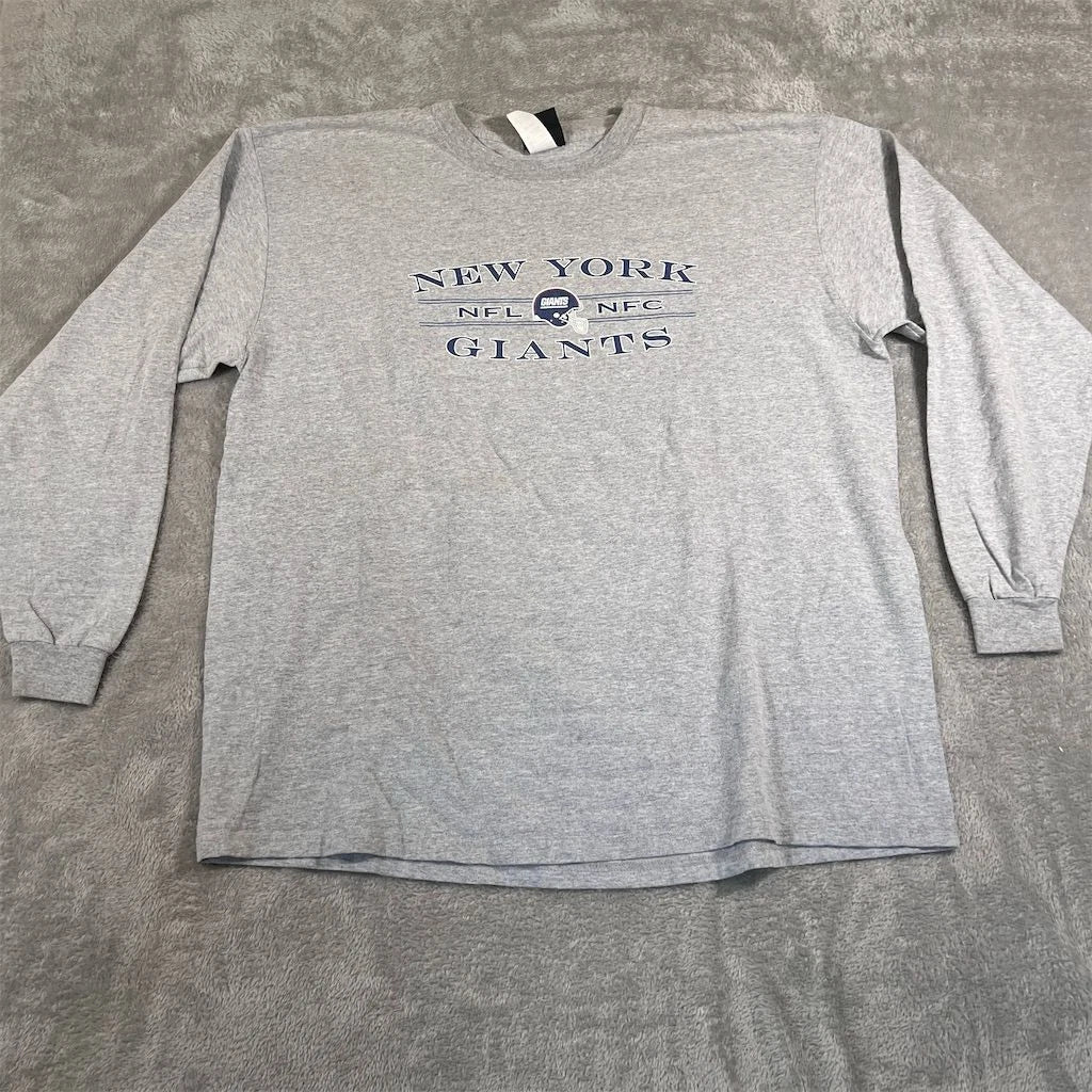 VTG New York Giants Shirt Men's XL Gray Long Sleeve Tee Cotton Polyester