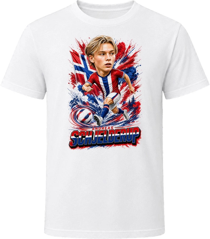 Andreas Schjelderup Norway Soccer Caricature 2026 World Cup T Shirt