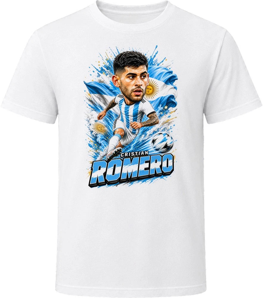 Cristian Romero Argentina Soccer Caricature 2026 World Cup T Shirt
