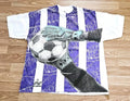 Vintage 90s All Over Print Soccer Futbol Shirt In Excess World Cup XL