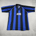 Vintage Soccer Jersey XL Shirt A.D.E #12 Iridescent Black & Blue Futbol
