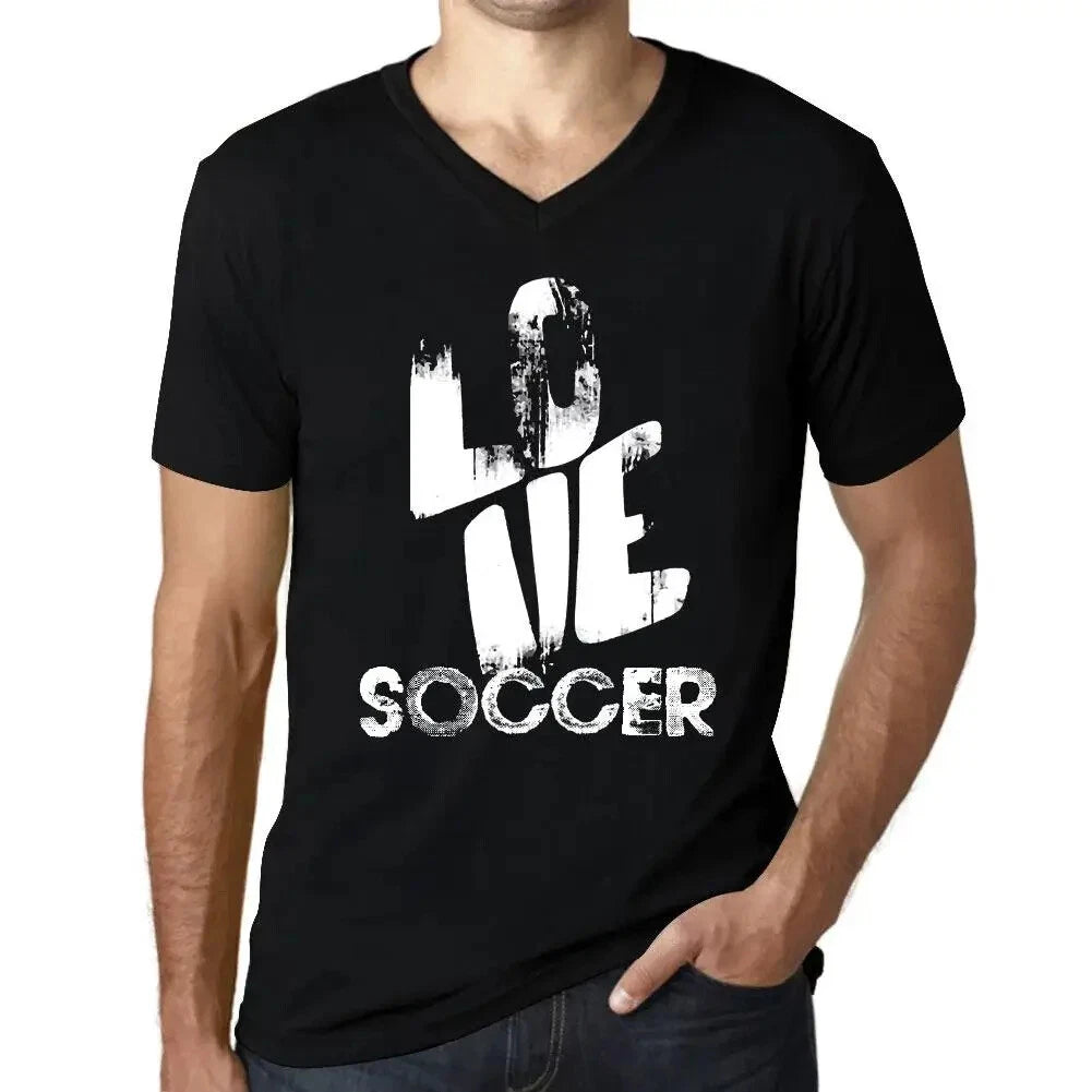 Men's Graphic T-Shirt V Neck Love Soccer Eco-Friendly Limited Edition