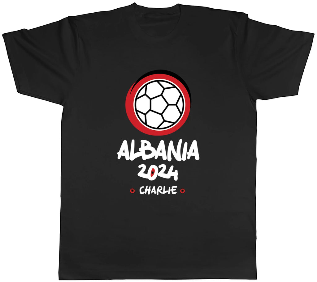 Personalised Albania 2024 Mens T-Shirt Football Soccer Supporter Fan Tee Gift