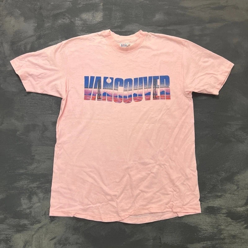 Vintage Vancouver Shirt Mens Large Pink 1980s Canada