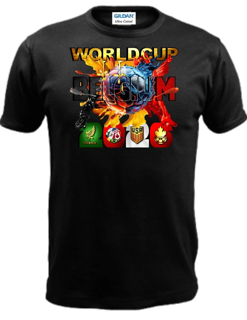 BELGIUM SOCCER WORLD CUP 2026 100% COTTON 100% PRESHRUNK GILDAN