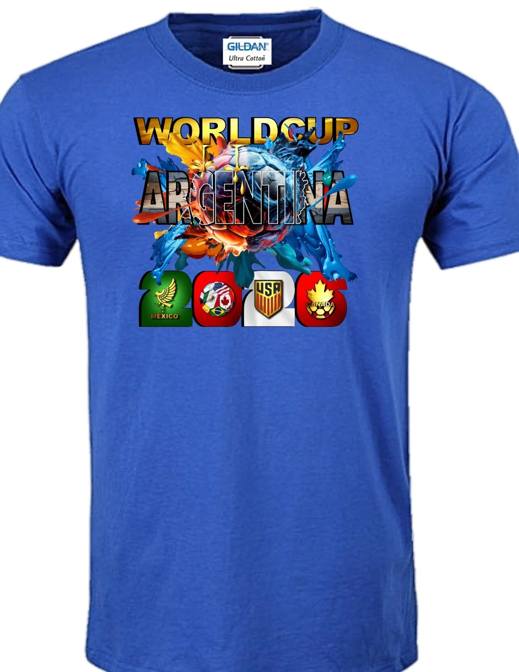 ARGENTINA SOCCER WORLD CUP 2026 100% COTTON 100% PRESHRUNK GILDAN