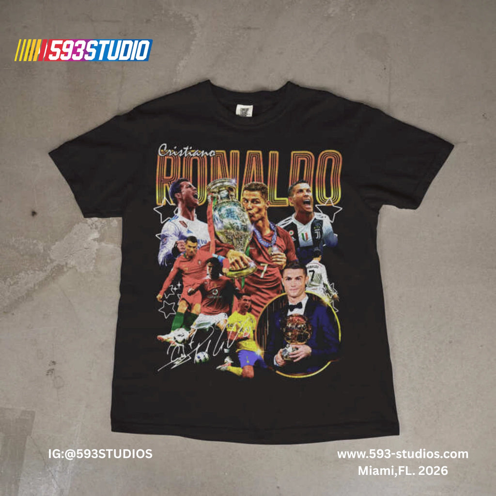 Cristiano Ronaldo Vintage Style Graphic T-Shirt Soccer Legend CR7 Fan Tee