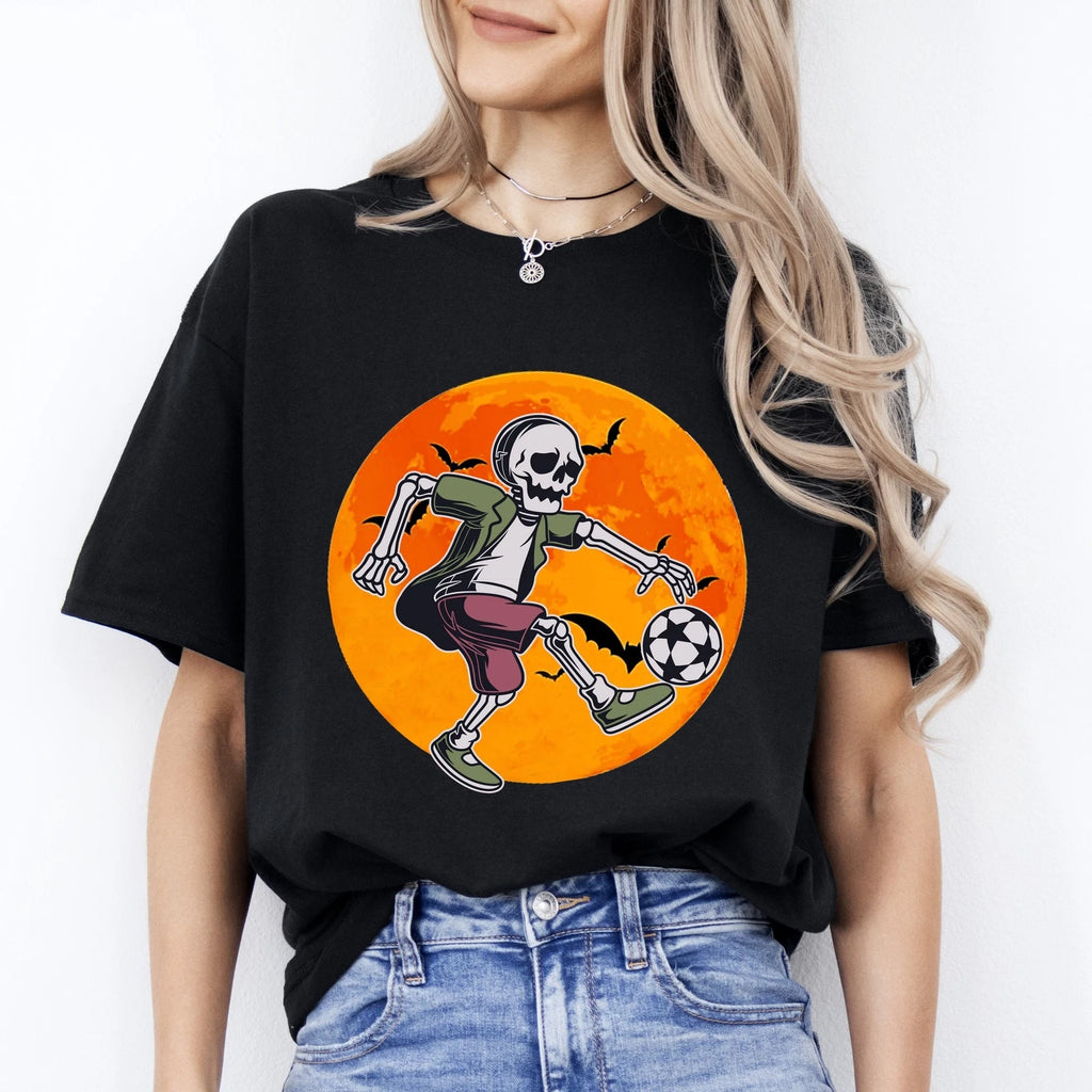 Football skeleton Halloween Unisex T-Shirt Soccer lover Soccer player Spooky tee