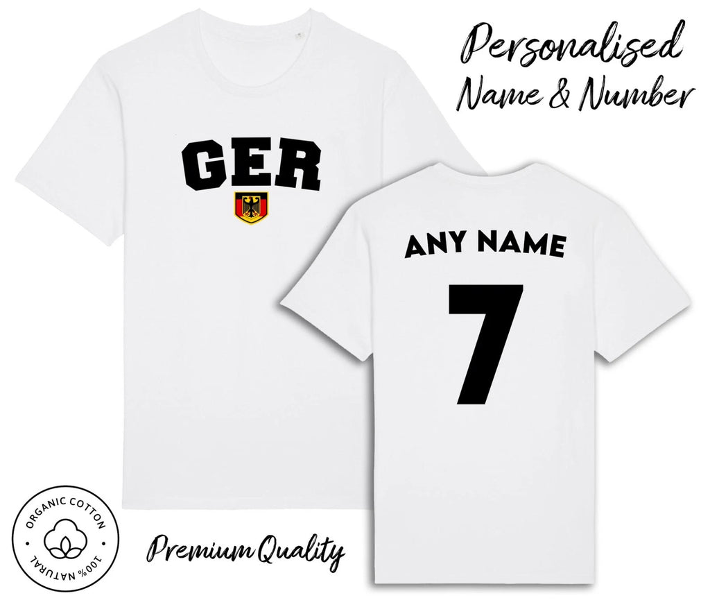 Germany GER T-Shirt 2026 Personalised Name & No Adult Kids Baby, Football Euro