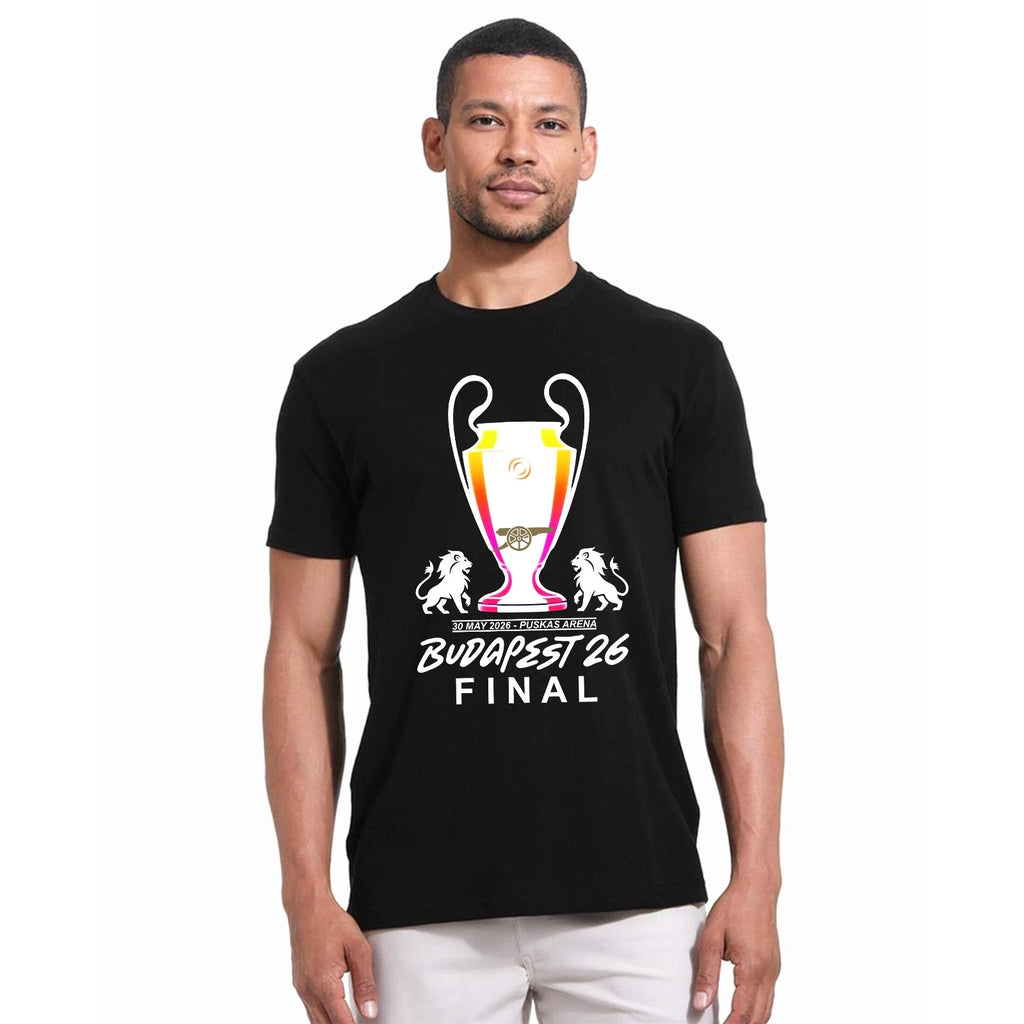 Champions League Final Budapest 2026 T Shirt Mens Black Football Supporters Tee