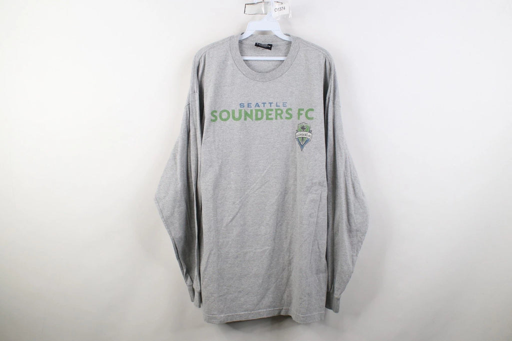 Vintage Mens 2XL Spell Out MLS Seattle Sounders FC Soccer Long Sleeve T-Shirt