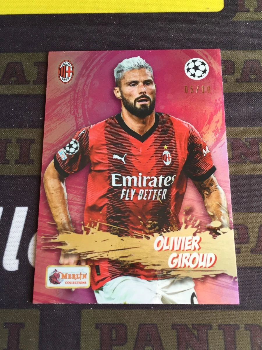 2023-24 Topps Merlin Heritage Olivier Giroud Red 5/10 France AC Milan