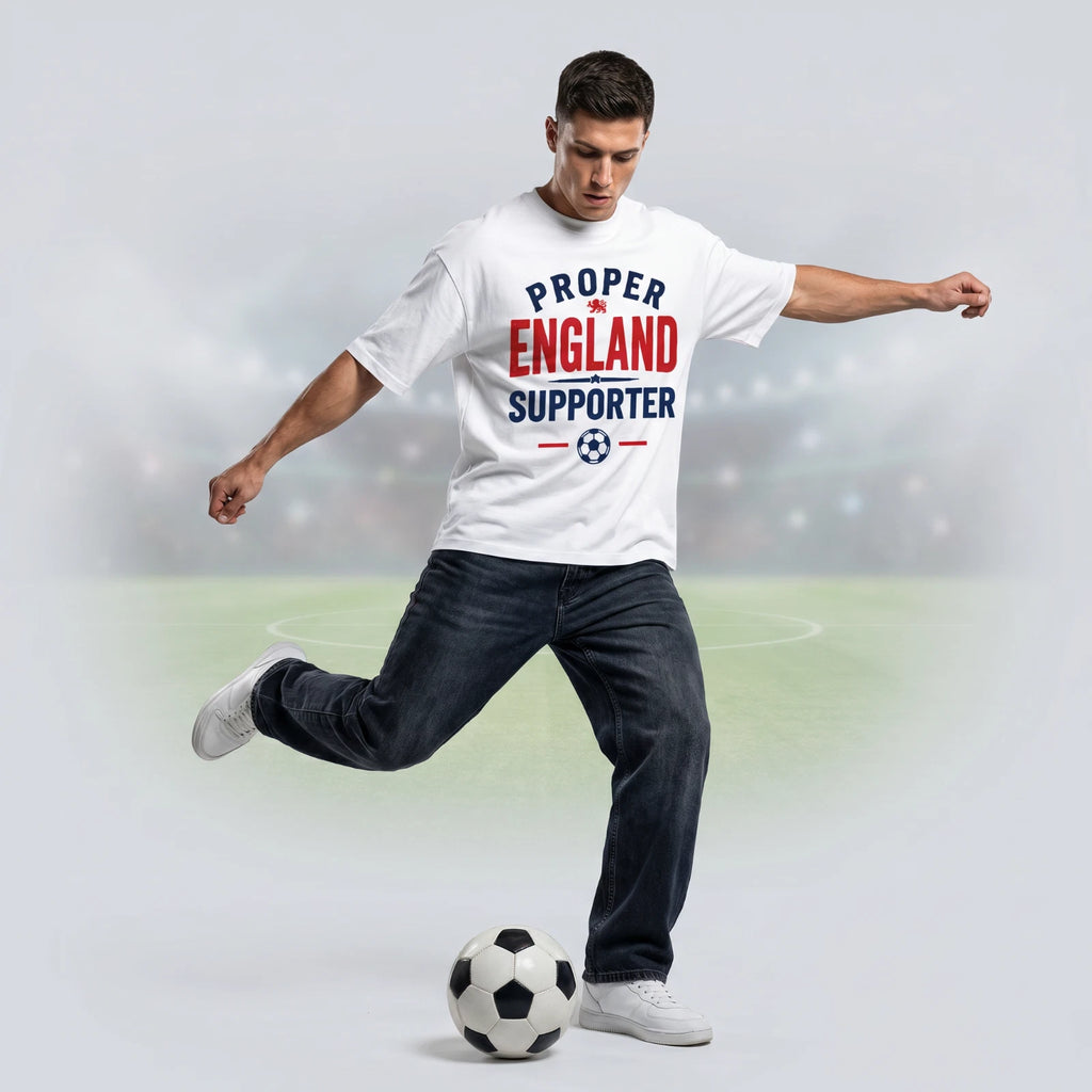 Proper England Supporter - England Football Graphic T Shirt 100% Cotton Unisex