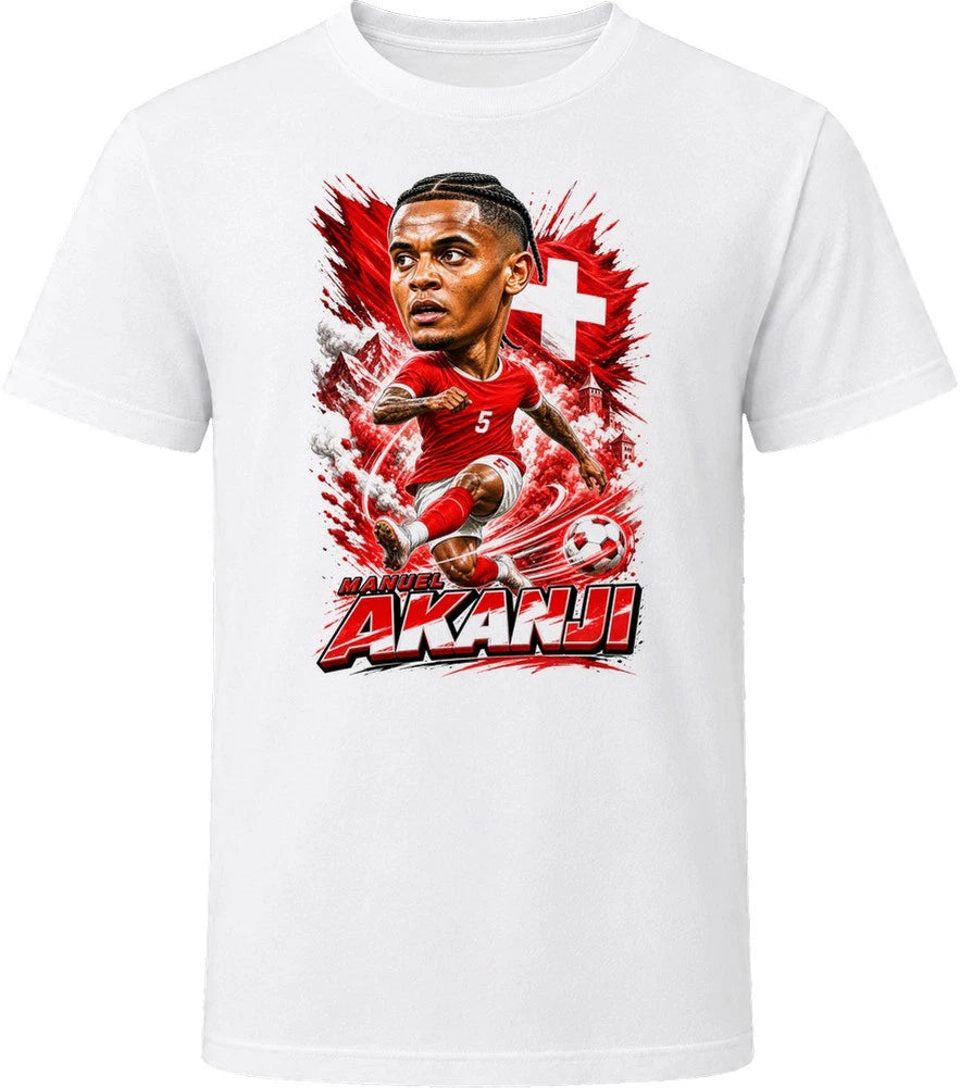 Manuel Akanji Switzerland Soccer Caricature 2026 World Cup T Shirt