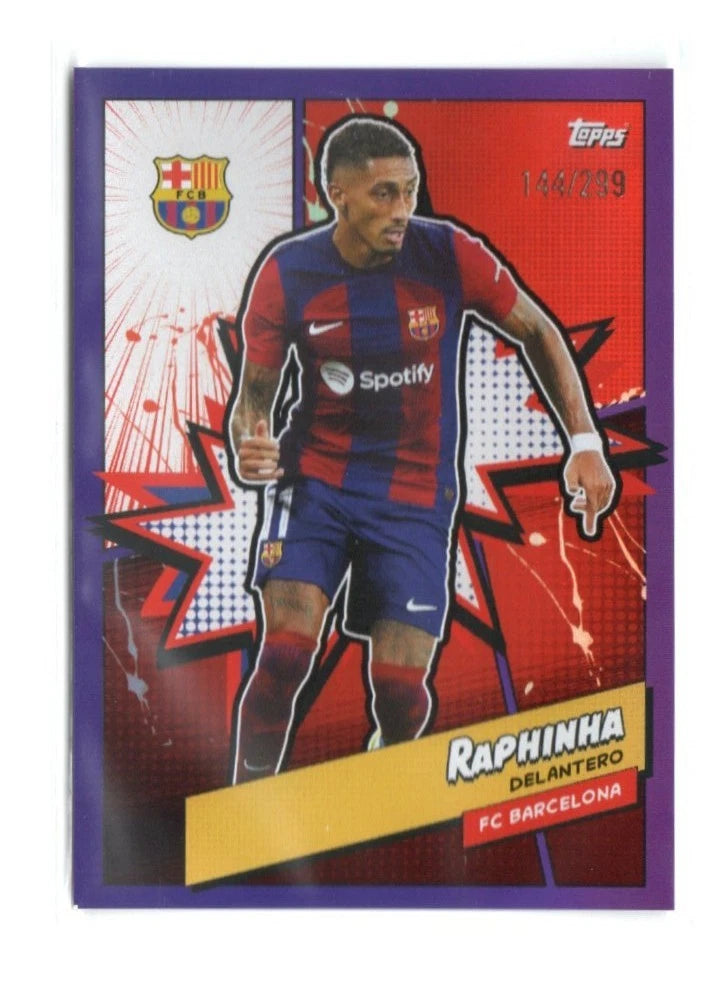 Topps FC Barcelona Fan Set 2023 PURPLE REFRACTOR BARH-5 HEROES Raphinha #144/299