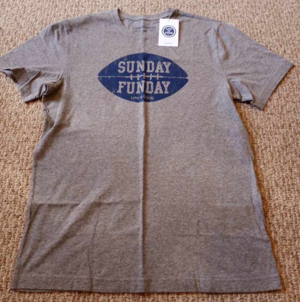 New! Life Is Good "Sunday Funday" T-shirt Gray Size Medium