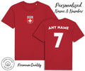 Switzerland T-Shirt 2026 Personalised Name & No Adult Kids Baby, Football Euro