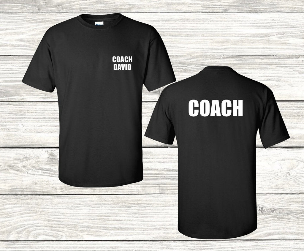 Front & Back Coach T-Shirt Custom Name Soccer Basketball Football Baseball Shirt
