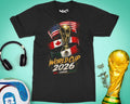 Football Cup Trophy Flags T-shirt USA Canada Mexico World Soccer Match Day Top