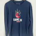 Life is Good Game On Long Sleeve Blue T Shirt Football Size M