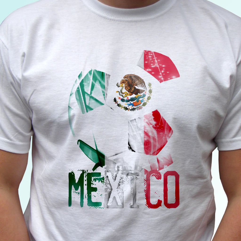 Mexico football flag white t shirt soccer camiseta gift cup top tee all sizes