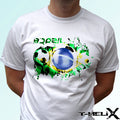 Brazil football flag - white t shirt top soccer tee - mens womens kids baby
