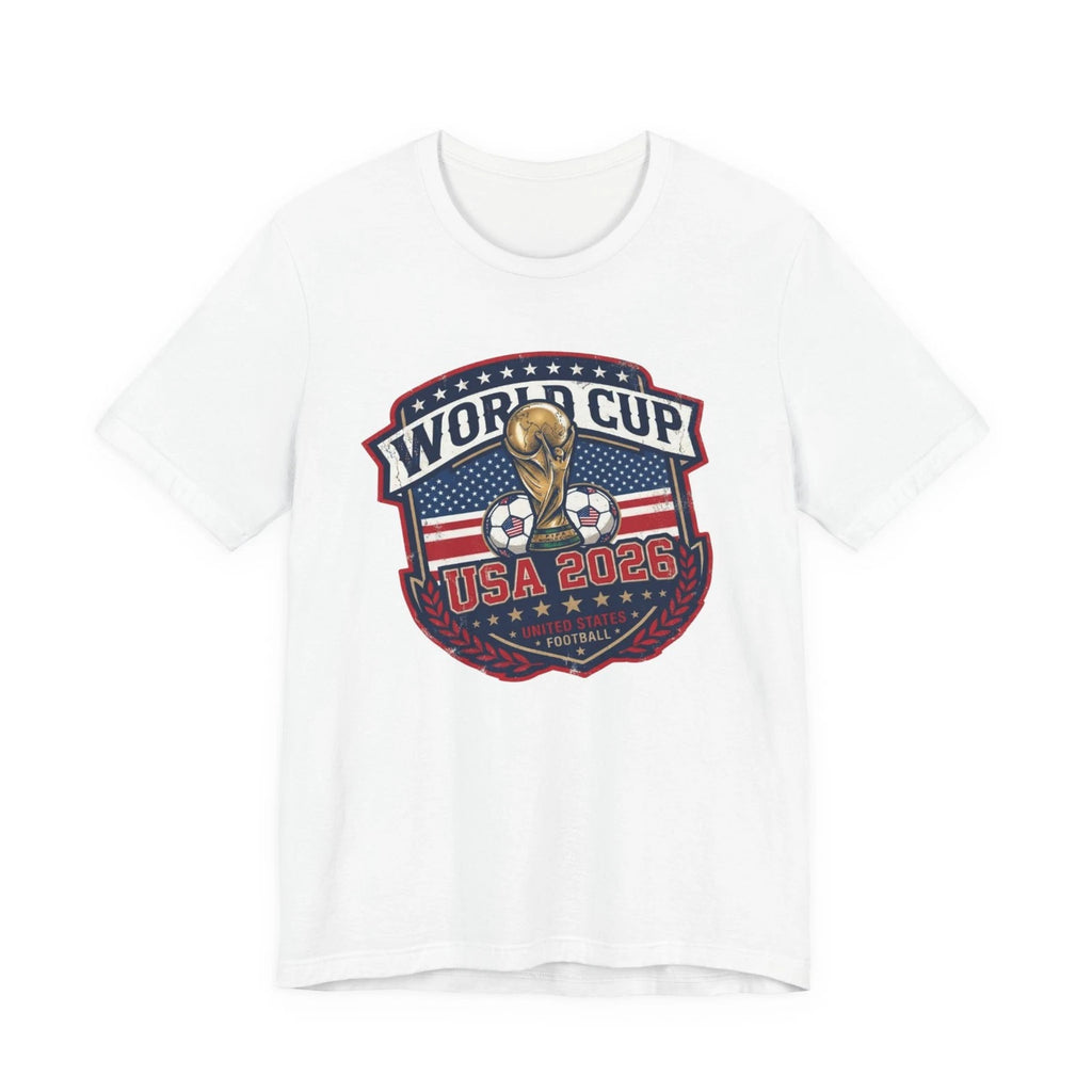 World Cup USA 2026 Soccer Trophy Tee | USA Flag Back