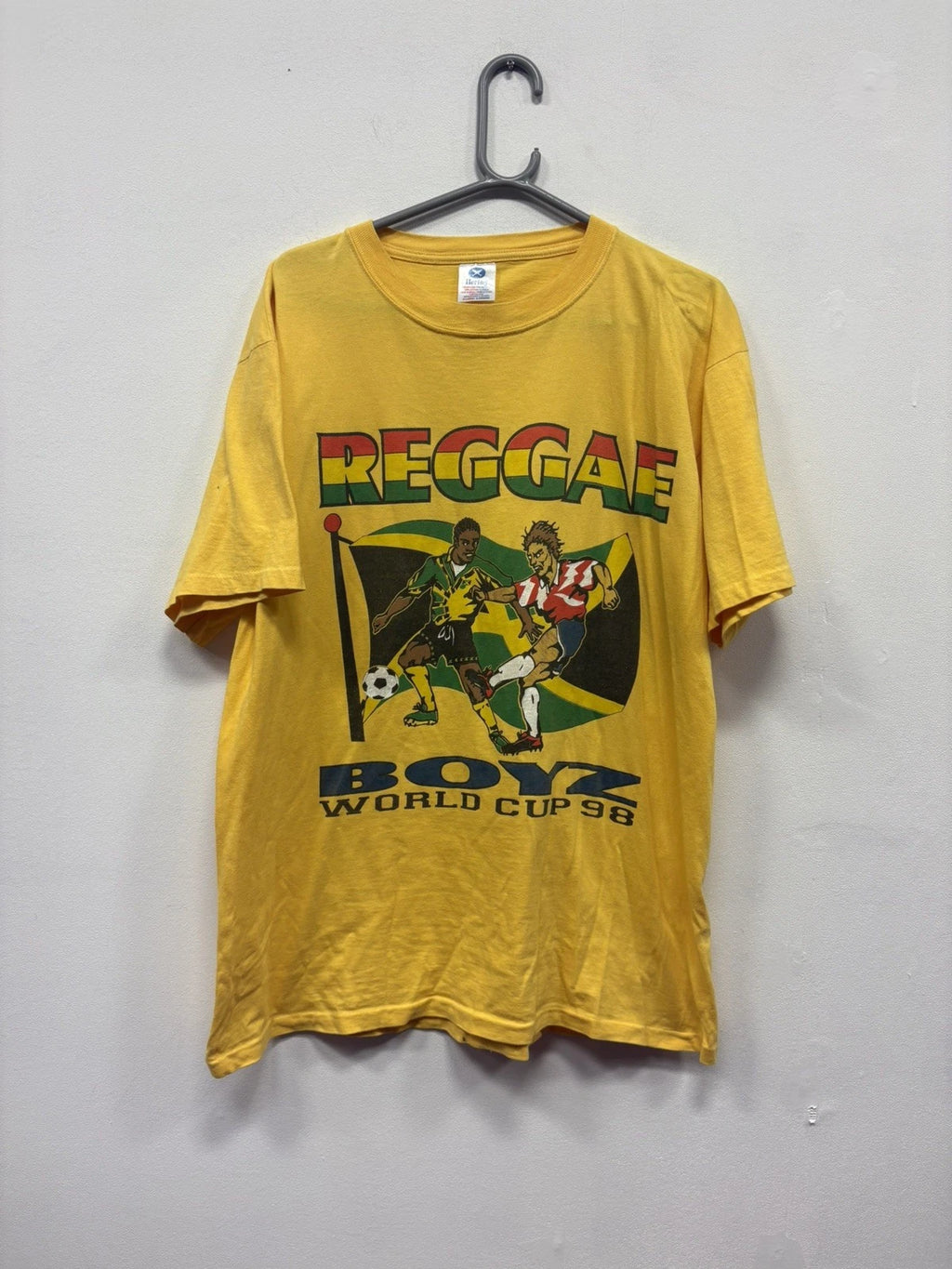 Vintage Jamaica Reggae Boyz 1998 World Cup Soccer Yellow XL T-Shirt