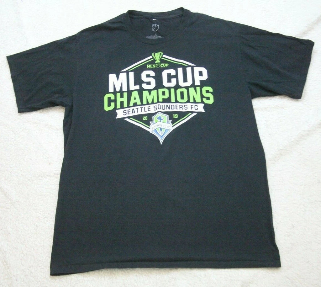 MLS Seattle Sounders Black Graphic Crewneck Mans Cotton T-Shirt Top Large AA22