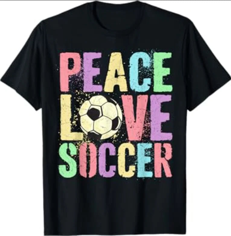 Retro Peace Love Soccer Score Club Mom Game T-Shirt