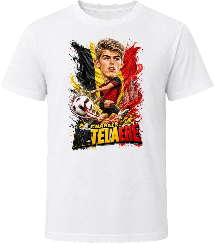 Charles De Ketelaere Belgium Soccer Caricature 2026 World Cup T Shirt