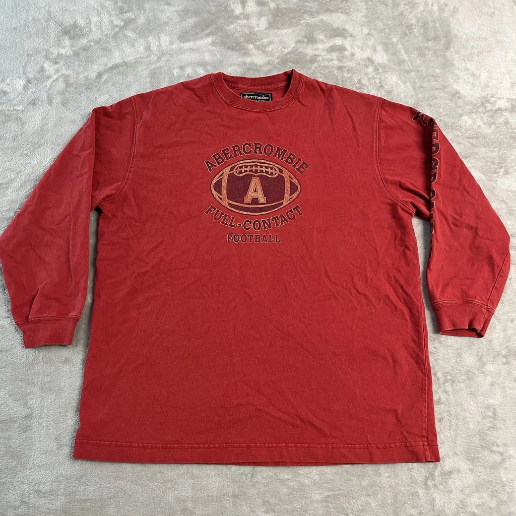 Vintage Abercrombie Full Contact Football Long Sleeve T Shirt Mens M (Fits S)
