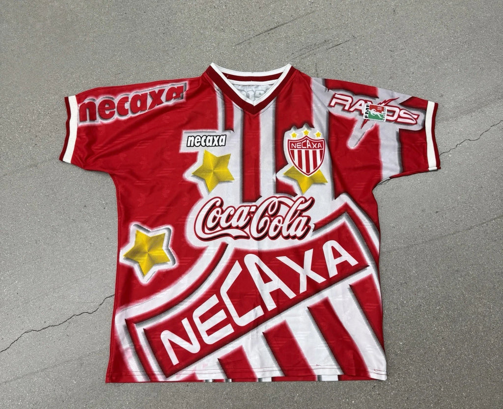 Vintage 90’s Necaxa Mexican Soccer Jersey All Over Print Sol Men’s XL Red