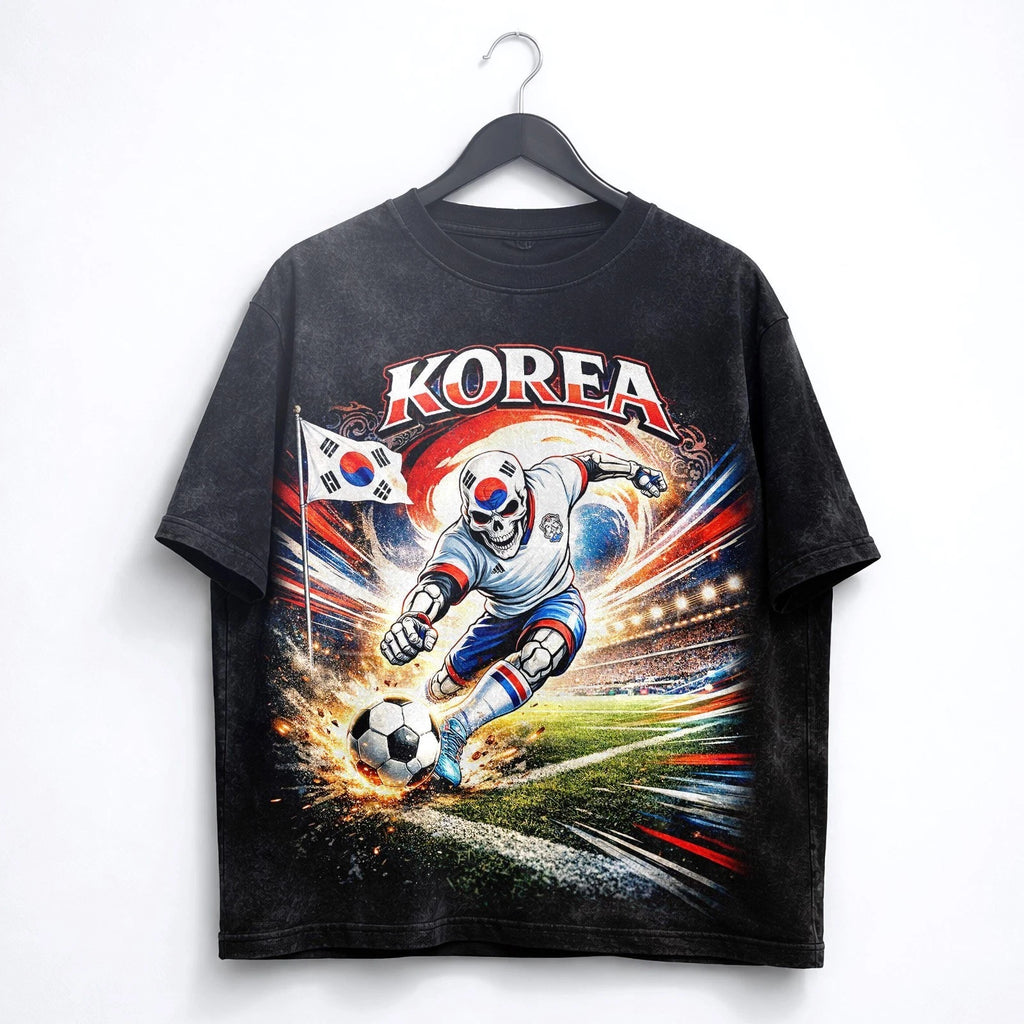 Korea Soccer Washed T Shirt World Cup 2026 Korean Graphic Tee Unisex