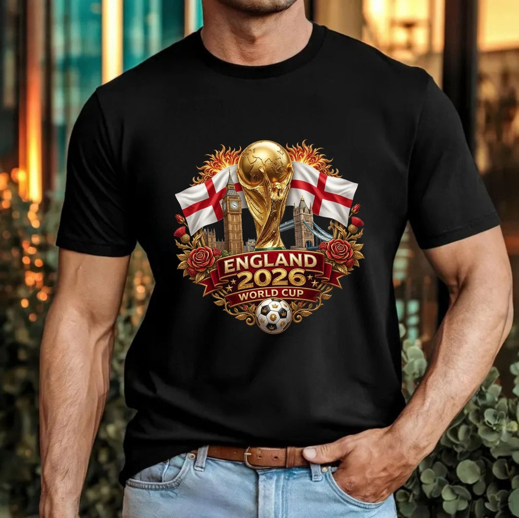 England 2026 Tournament T-Shirt Big Ben Trophy Football Fan Unisex Gift Tee Top