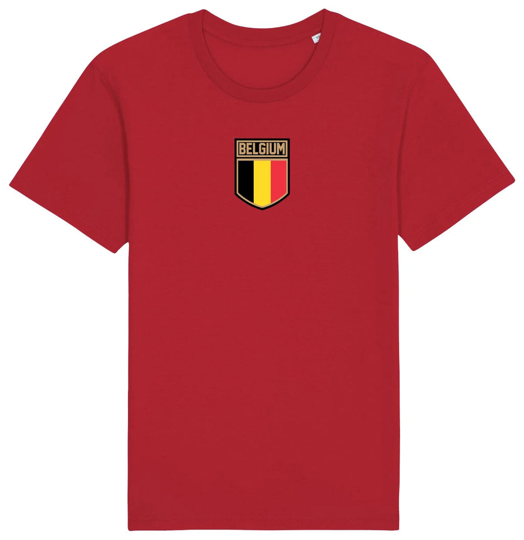 Belgium Flag Badge T-Shirt , Adults Kids Baby Family, Football World Cup 2026