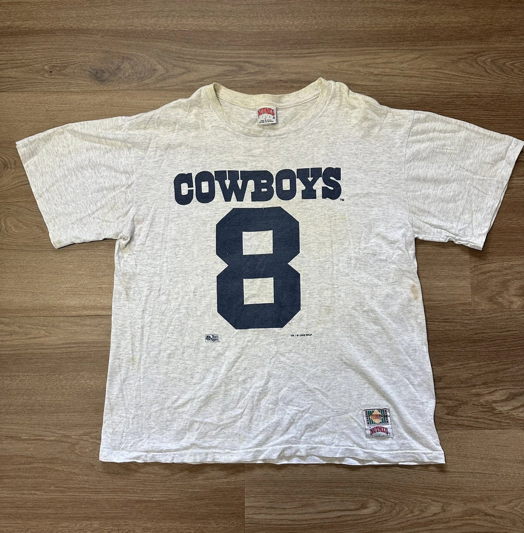 Vintage 90s Dallas Cowboys Troy Aikman Nutmeg Mills Jersey T Shirt Size XL 1993