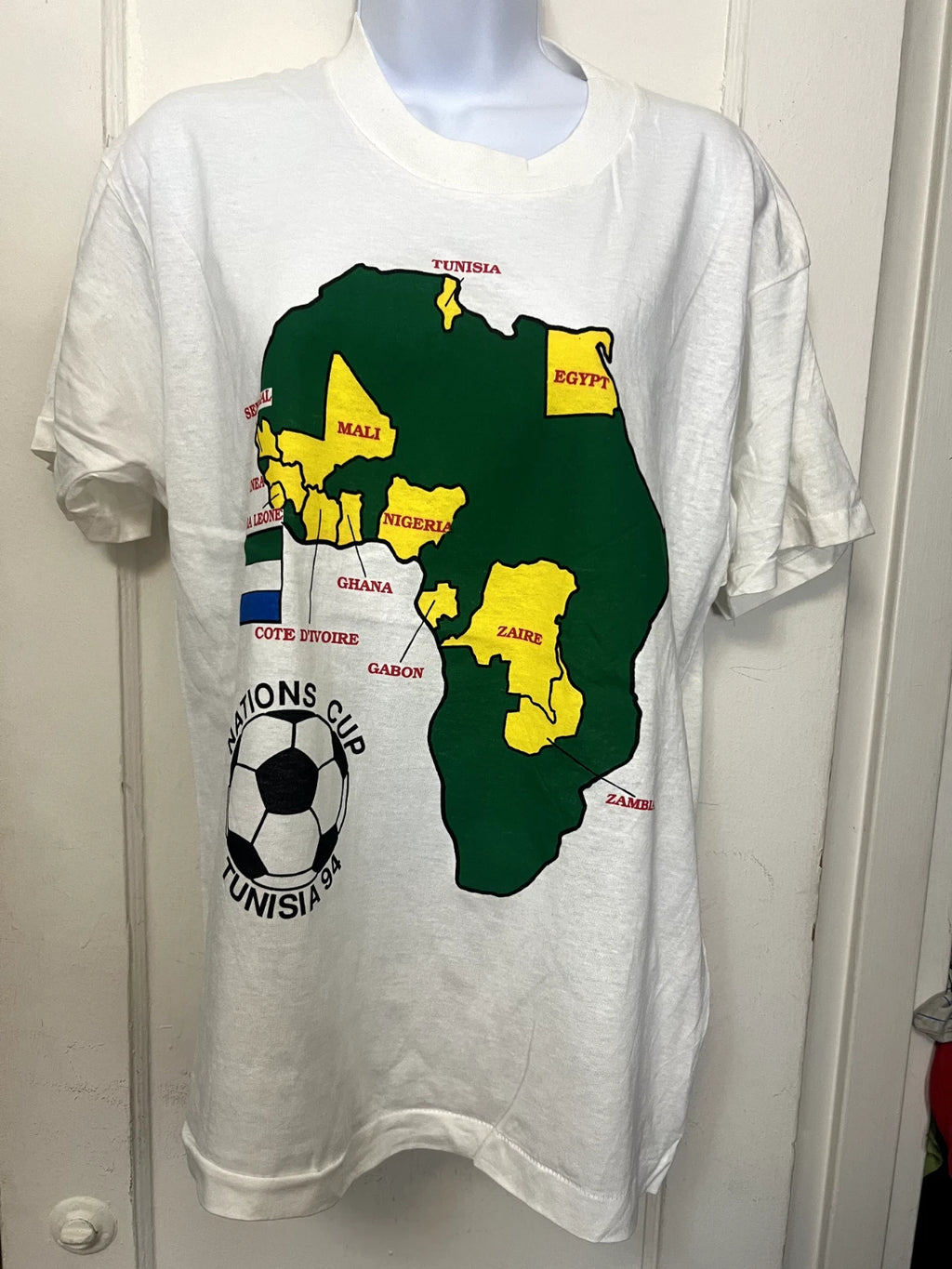 Vintage T-Shirt: AFRICA NATIONS CUP 1994 - White - Size: Large New Old Stock