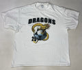 VINTAGE Dragons Soccer Graphic T-shirt Men XL White Short Sleeve