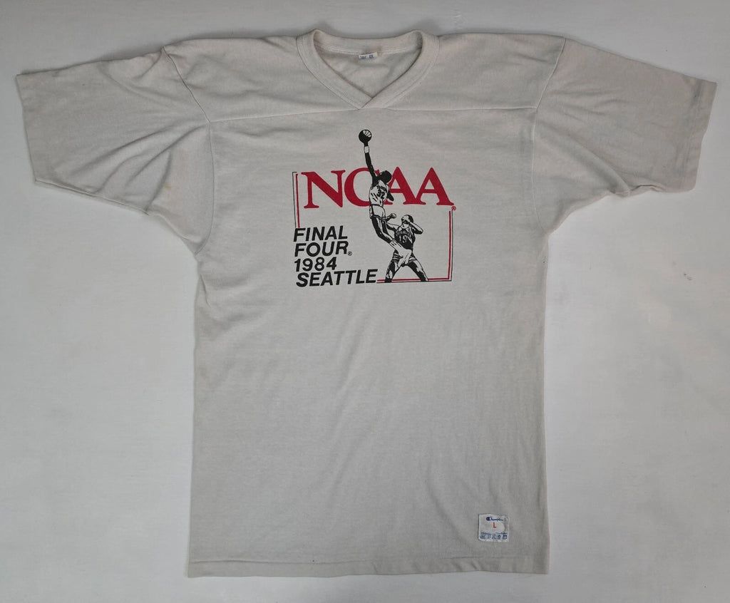 Vtg 80s 1984 Champion NCAA Final Four Seattle Basketball Jersey T Shirt Men's L
