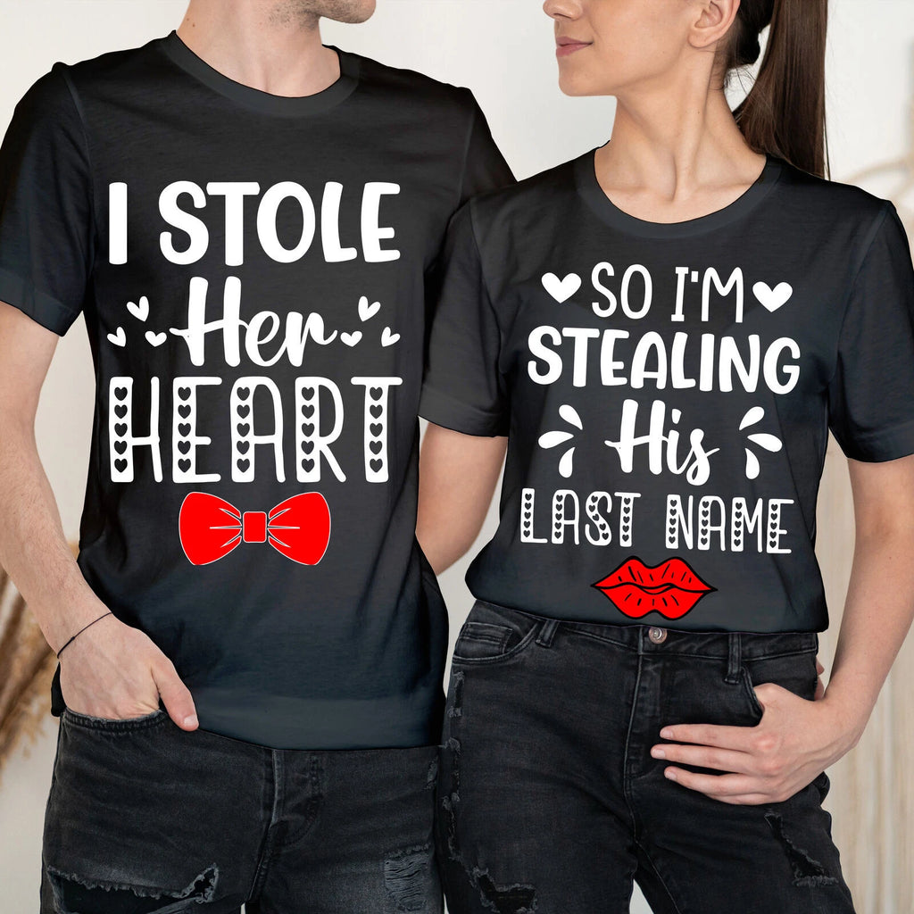 I Stole Her Heart Happy Valentine's Day Love Goal Couple Matching T-Shirts #VD